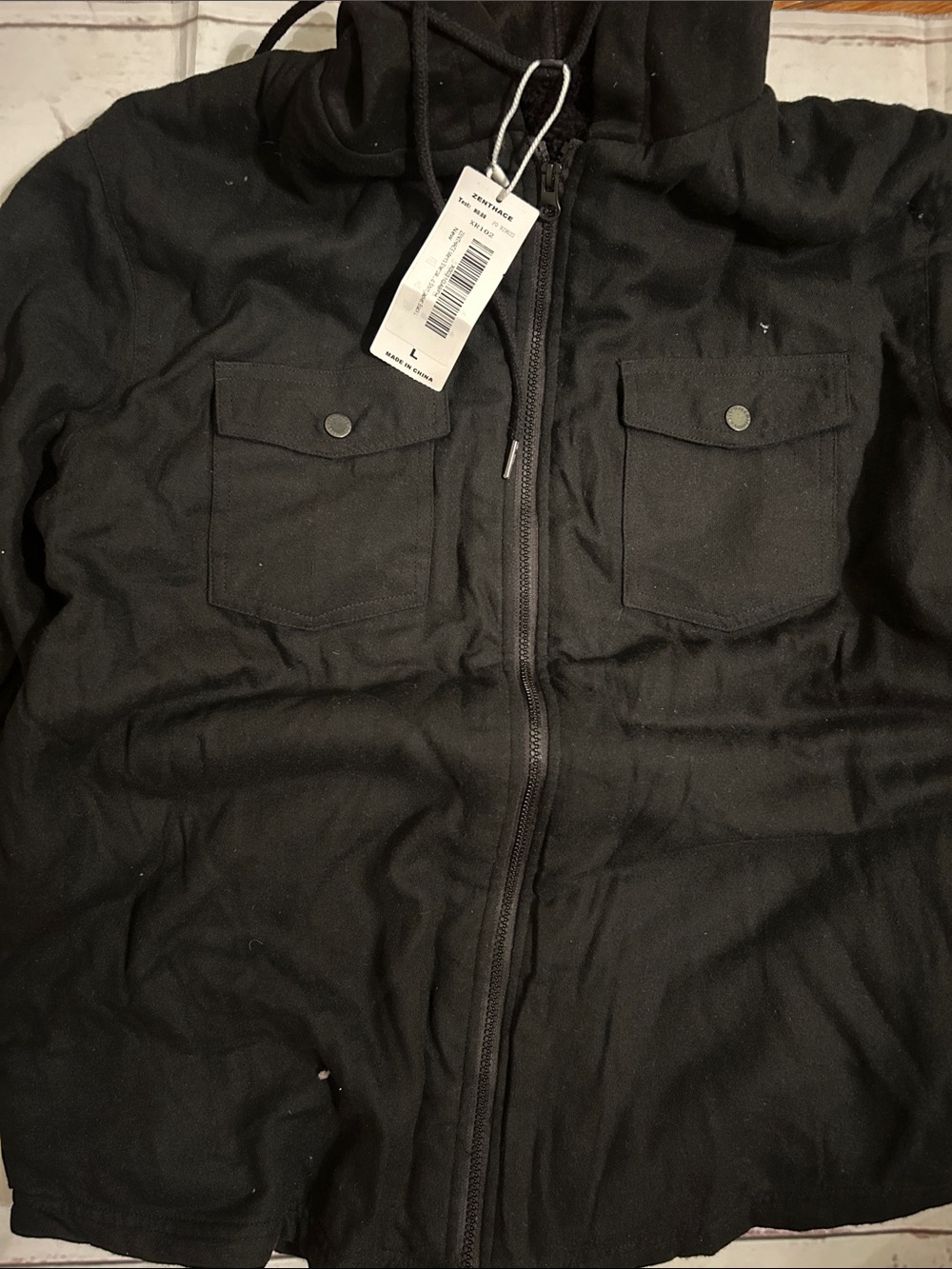 Men's Black Hooded Zip Jacket - Unbranded
